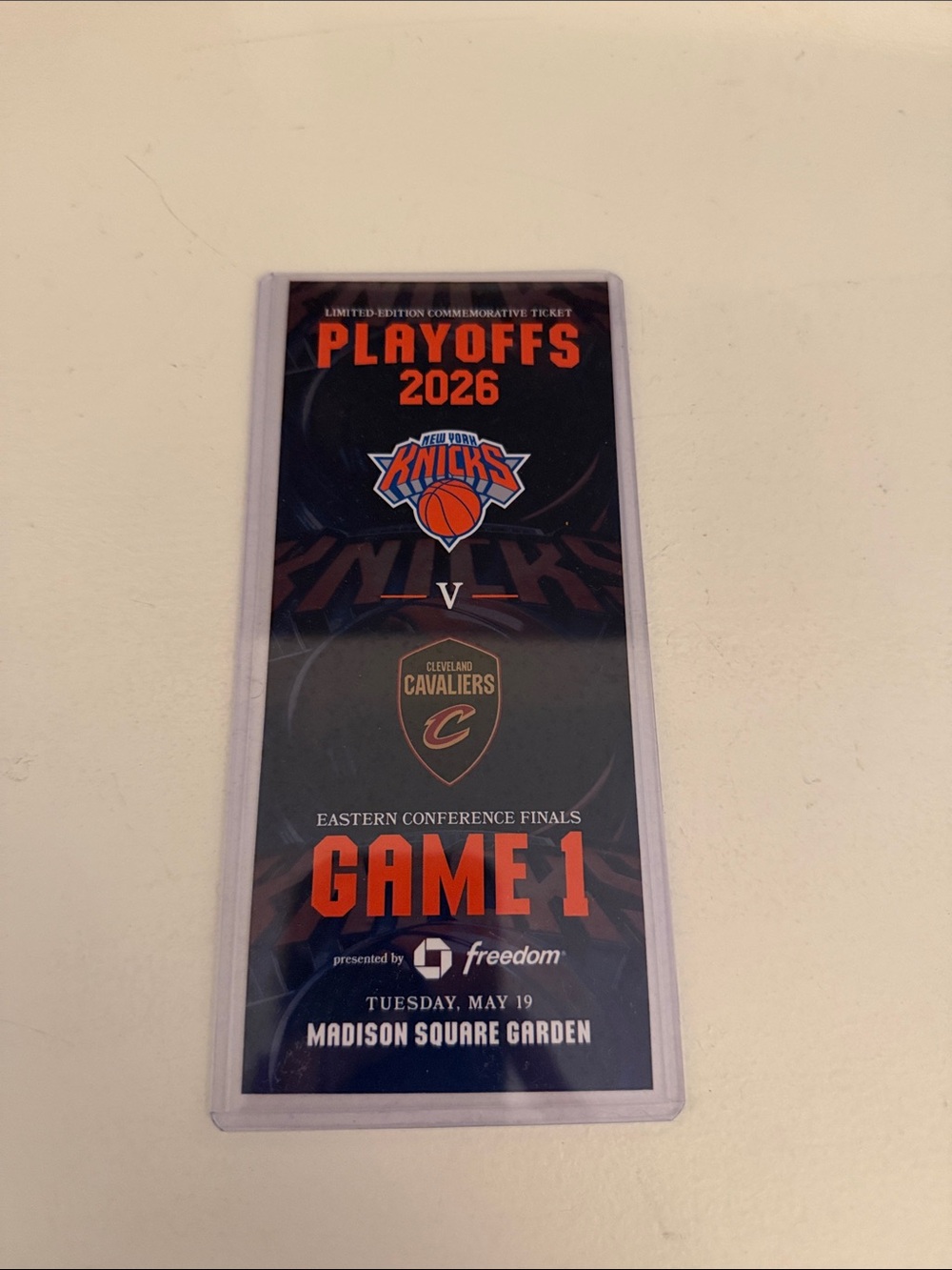 New York Knicks vs Cleveland Cavaliers Playoffs 2026 Game 1 Commemorative Ticket
